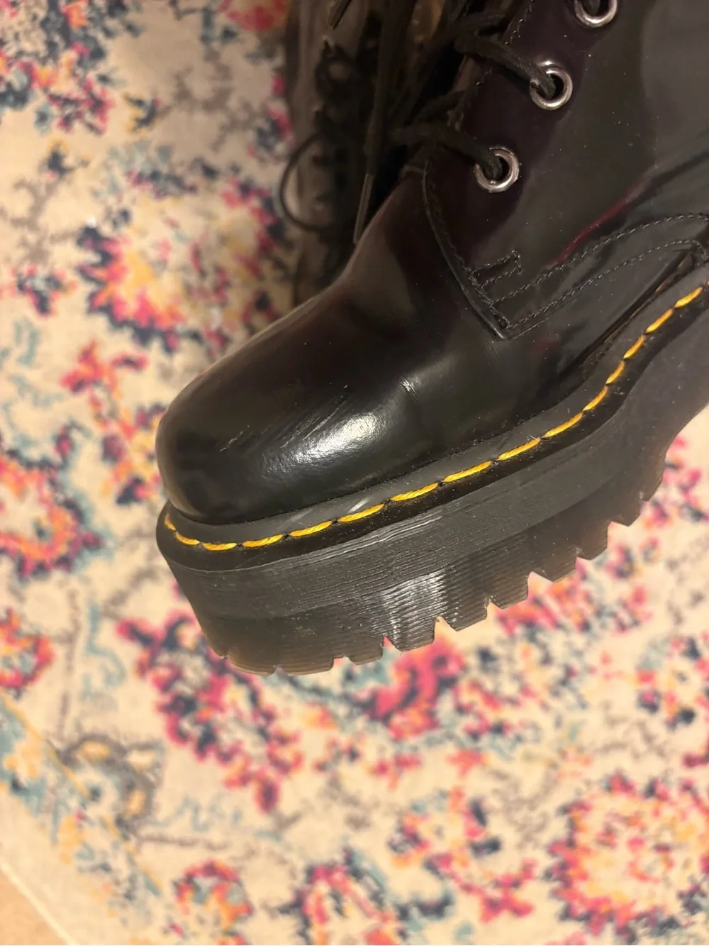 Dr. Martens Black Patent Lace-Up Platform Boots